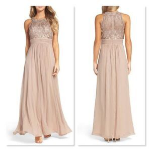 Eliza J Lace Bodice Gown size 10 Petite in Beige